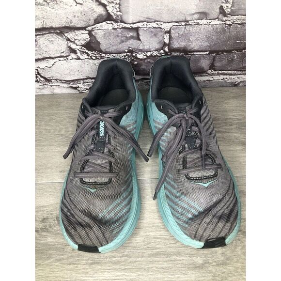 HOKA ONE ONE Rincon Charcoal Gray Aqua Blue Running Shoes Women 10.5M US/43 1/3 - Picture 2 of 16